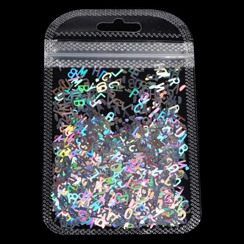 Decal Họa Tiết Chữ Cái 3D Lấp Lánh Trang Trí Móng Nghệ Thuật