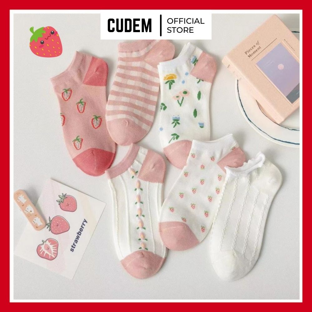 Combo 5 đôi tất vớ nữ cổ ngắn - vớ nữ cổ ngắn phong cách Nhật Hàn đáng yêu N1
