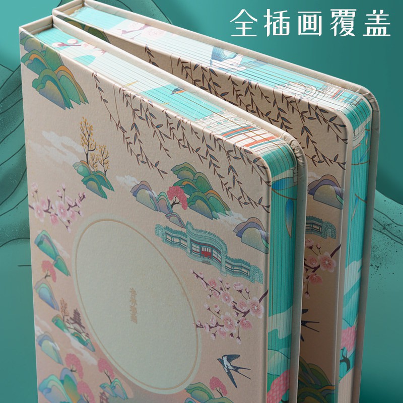 Bộ quà tặng sổ viết, bút máy Deli họa tiết Trung Hoa