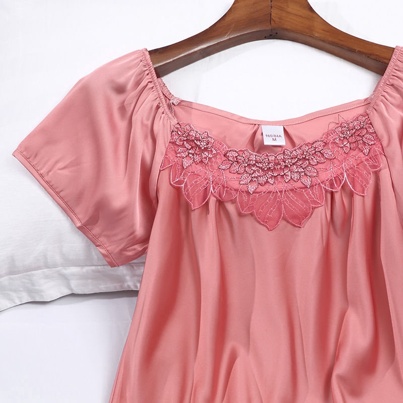 Đầm ngủ satin tay ngắn dáng rộng dành cho nữ