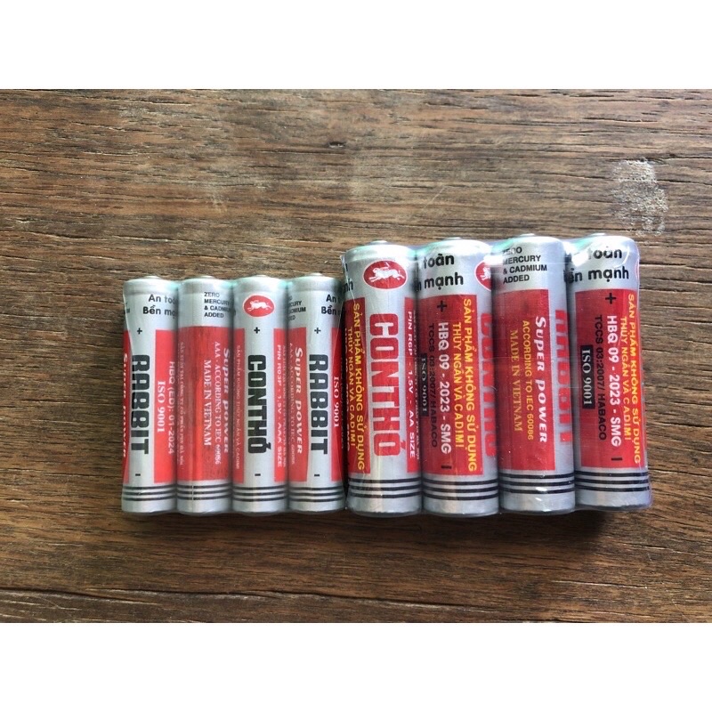 Vỉ 4 viên pin con thỏ AAA,AA size 1.5v
