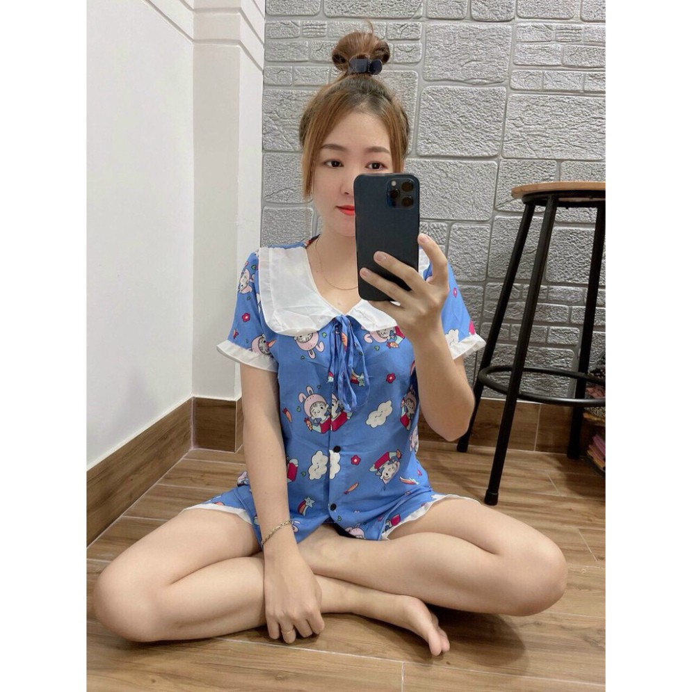 [5 mã giảm giá]Bộ Đồ Bộ pijama Cộc Đùi Lụa Mềm Freesize <55kg [ảnh thật 100%] | BigBuy360 - bigbuy360.vn