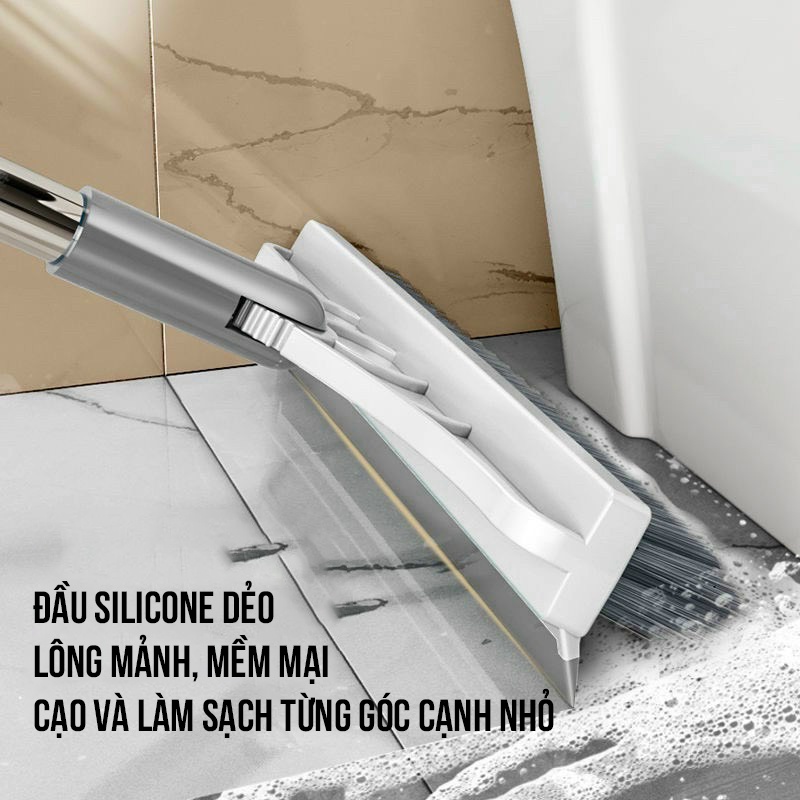 Chổi lau sàn, gạt nước quét gạch 2 đầu tiện lợi dễ điều chỉnh chiều dài, bàn xoay và bản cứng