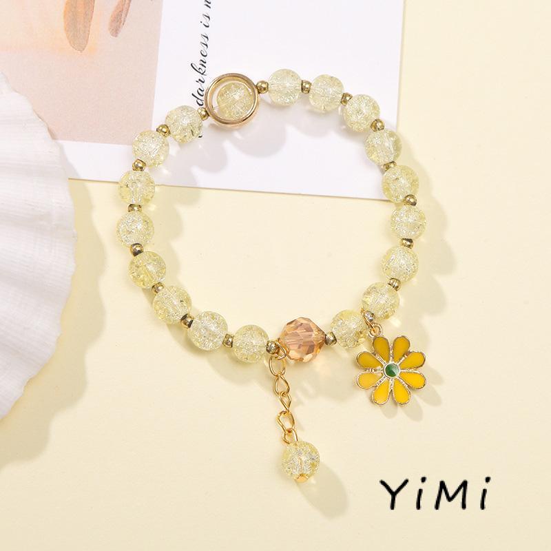 Vòng tay tua rua hoa cúc xỏ hạt pha lê phong cách Hàn Quốc