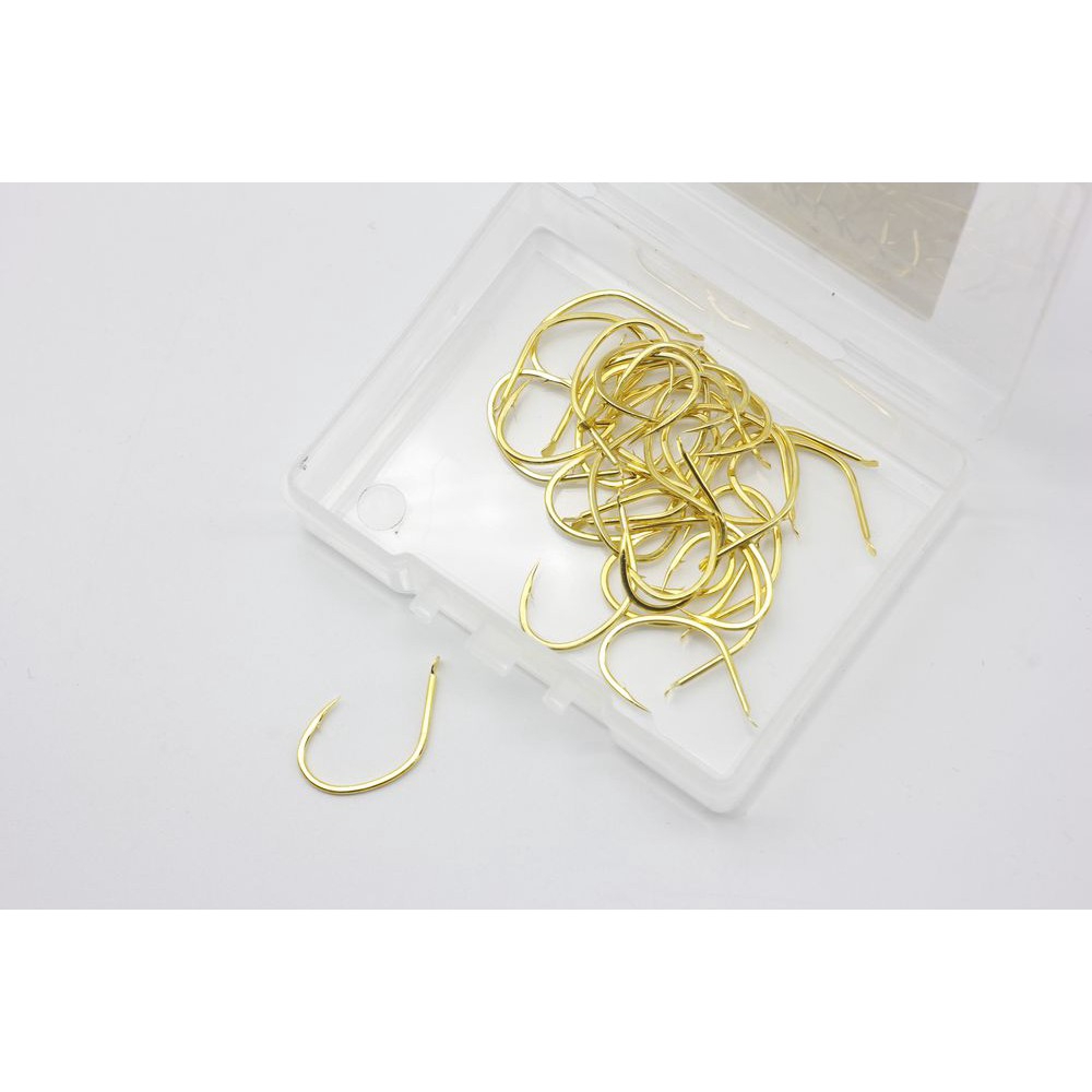 Bộ 30 móc câu cá màu vàng bằng thép carbon cao cấp 6#-12# thiết kế mới lạ siêu sắc bén 2021