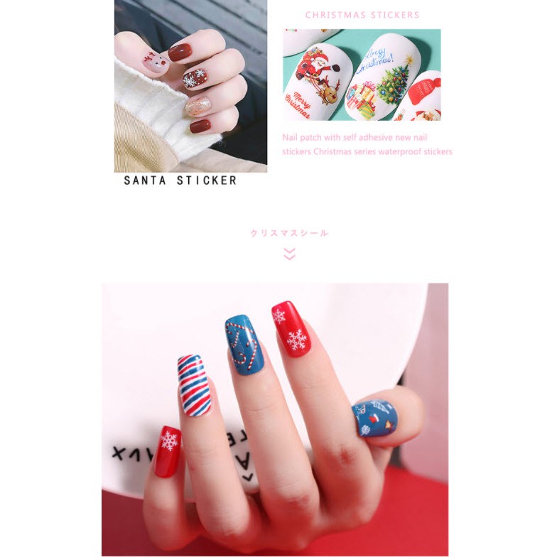 Sticker Noel Ông Già, Bông Tuyết Giáng Sinh Mẫu Mới Trang Trí Móng Nail - Lẻ 1 Cái