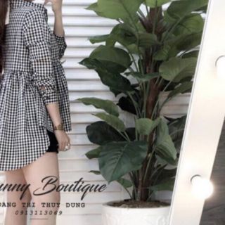 Áo sơ mi caro form rộng dạt bầu