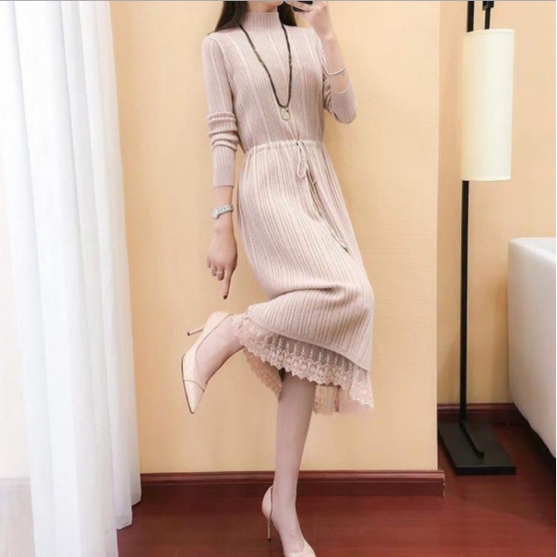 Đầm len nữ,Đầm len nữ xoè dáng dài thời trang thu đông Al06