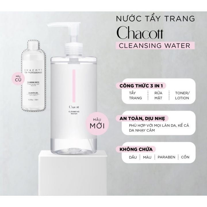 Nước tẩy trang Chacott For Professionals Cleansing water 500ml mẫu mới Nhật Bản Nội Địa