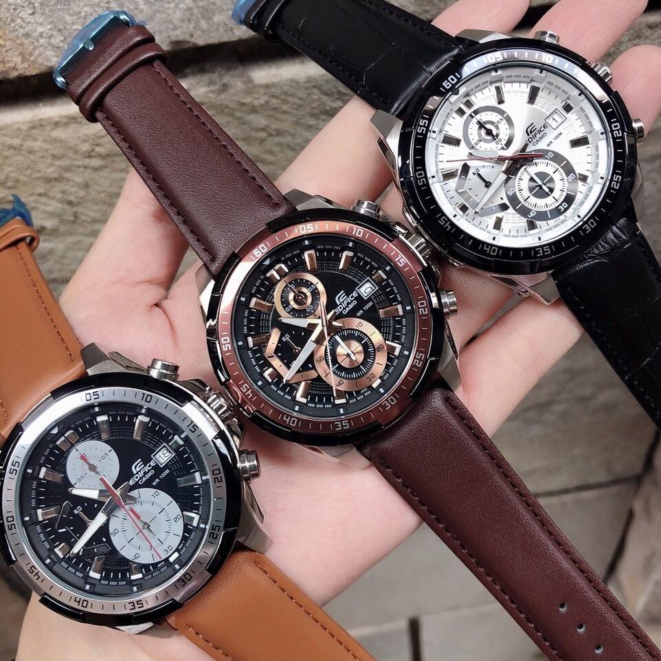 Đồng Hồ Casio Nam Edifice EFR 539L 5AV Dây Nâu Mặt Đen