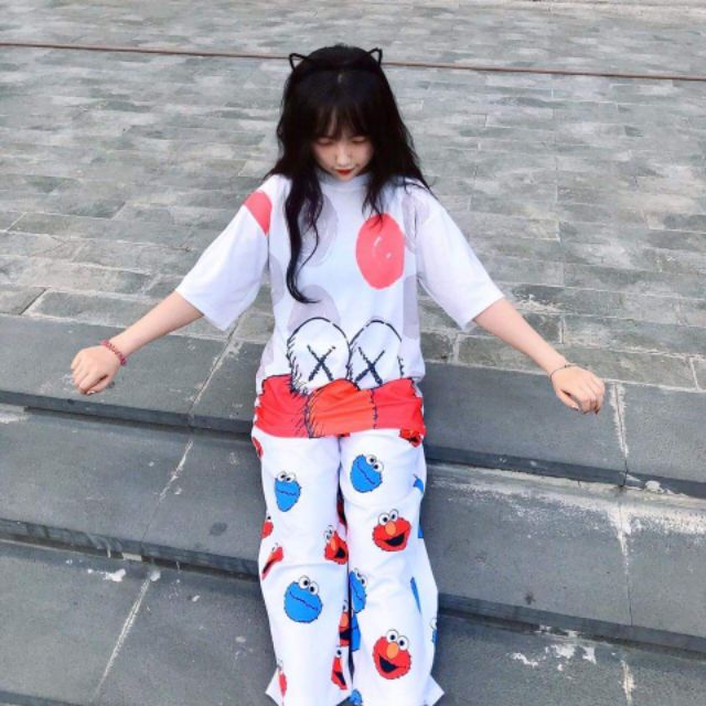 Set áo thun in 3D và quần cartoon pan, form unisex,