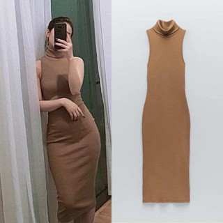 Váy body zip cổ lọ 4 màu