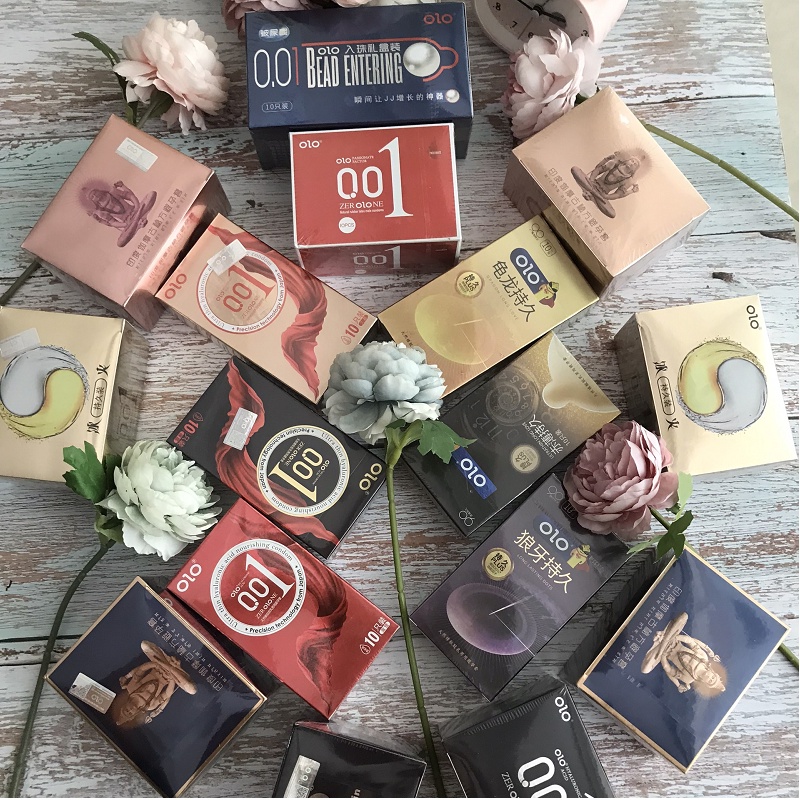 Bao cao su OIO 0.01  siêu mỏng nhiều gel bôi trơn kéo dài thời gian 001mm Hộp 10 bao cao su