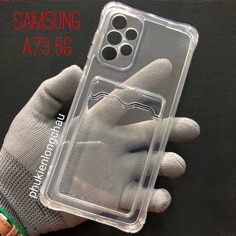 Ốp Lưng Samsung A73 5G Trong Chống Sốc Gù Bảo Vệ Camera Kèm Ngăn Đựng Thẻ Card, Hình Ảnh