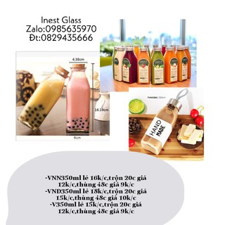 Chai thủy tinh vuông 350ml nắp nhôm, nắp gỗ bần, nắp dây xách