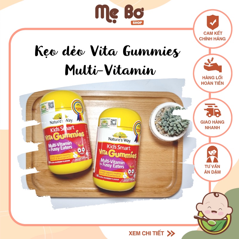 [CHÍNH HÃNG] KẸO DẺO VITA GUMMIES MULTI-VITAMIN 60 VIÊN (date t9