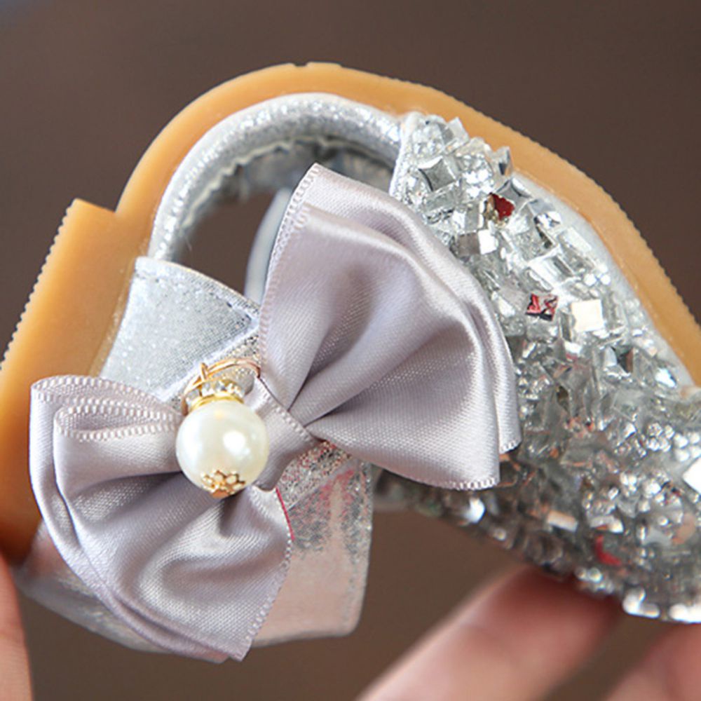 Giày búp bê đính đá lấp lánh phối nơ dễ thương cho bé gái