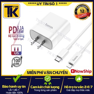 Bộ củ cáp sạc hoco c80 tích hợp 2 cổng sạc usb và type-c hỗ trợ sạc nhanh qc3.0 và pd 18w - bảo hành chính hãng