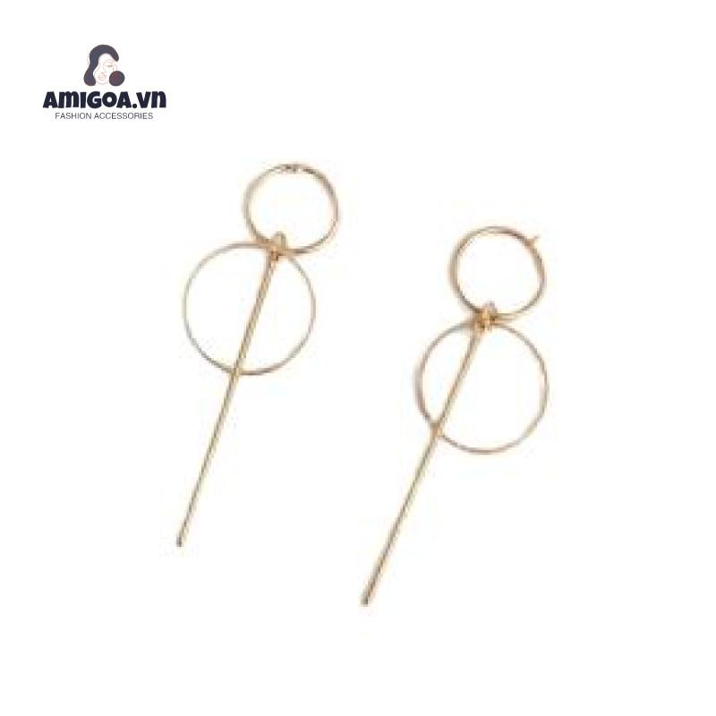 Bông Tai Tròn Dáng Dài Thiết Kế Đơn Giản Thời Trang