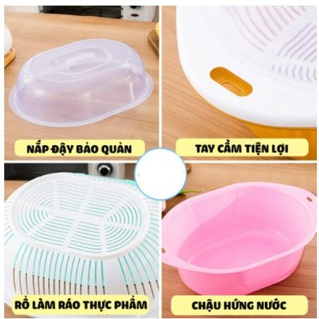 Bộ rổ chậu có nắp đậy Việt Nhật 2 size hàng cao cấp tiện lợi (MS:3271/3272)