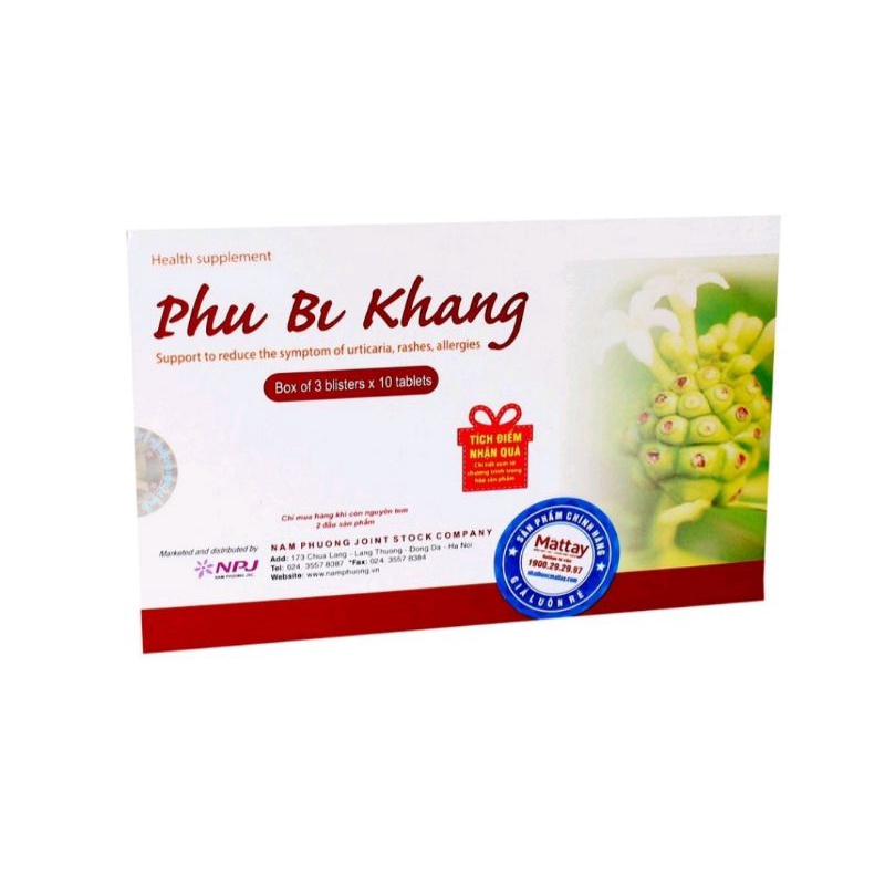 Phụ Bì Khang ⚡ Chính hãng ⚡ Hộp 30 viên Hỗ trợ giảm mề đay mẩn ngứa, dị ứng từ thảo dược, thanh nhiệt, mát gan