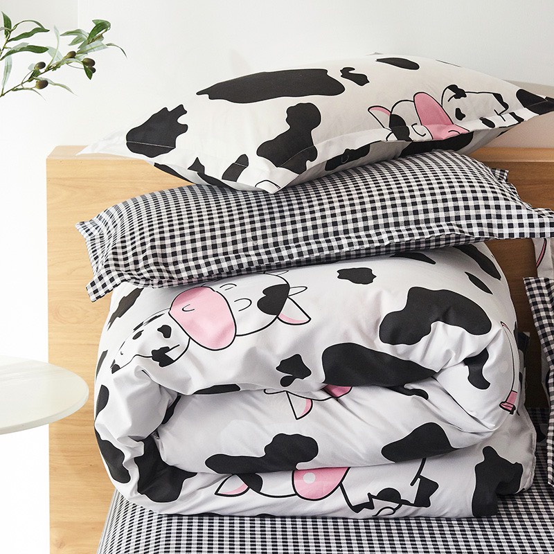 [Hàng Nhập] Bộ ga gối vỏ chăn cottong poly bò sữa hàng nhập khẩu Đủ kích thước Bo chun theo Y/C