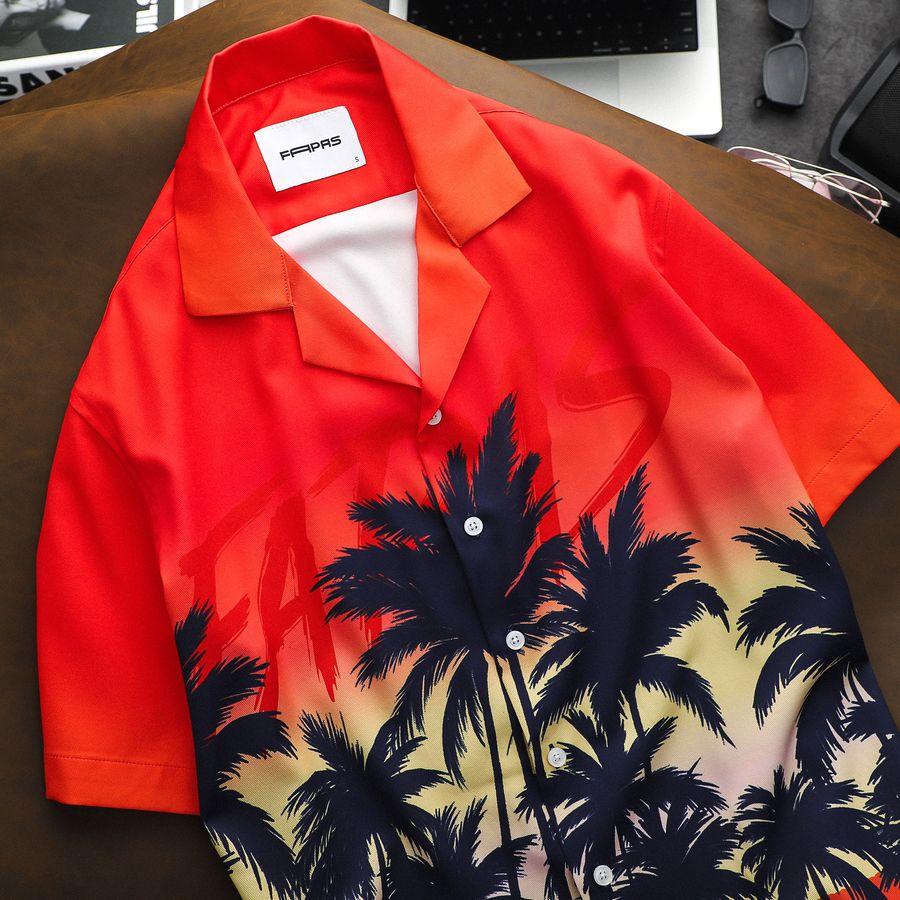 Áo Sơ Mi Nightfall Tay Ngắn Họa Tiết Mùa Hè Chất Chun Chéo Thoáng Mát Form Relaxed - FAPAS