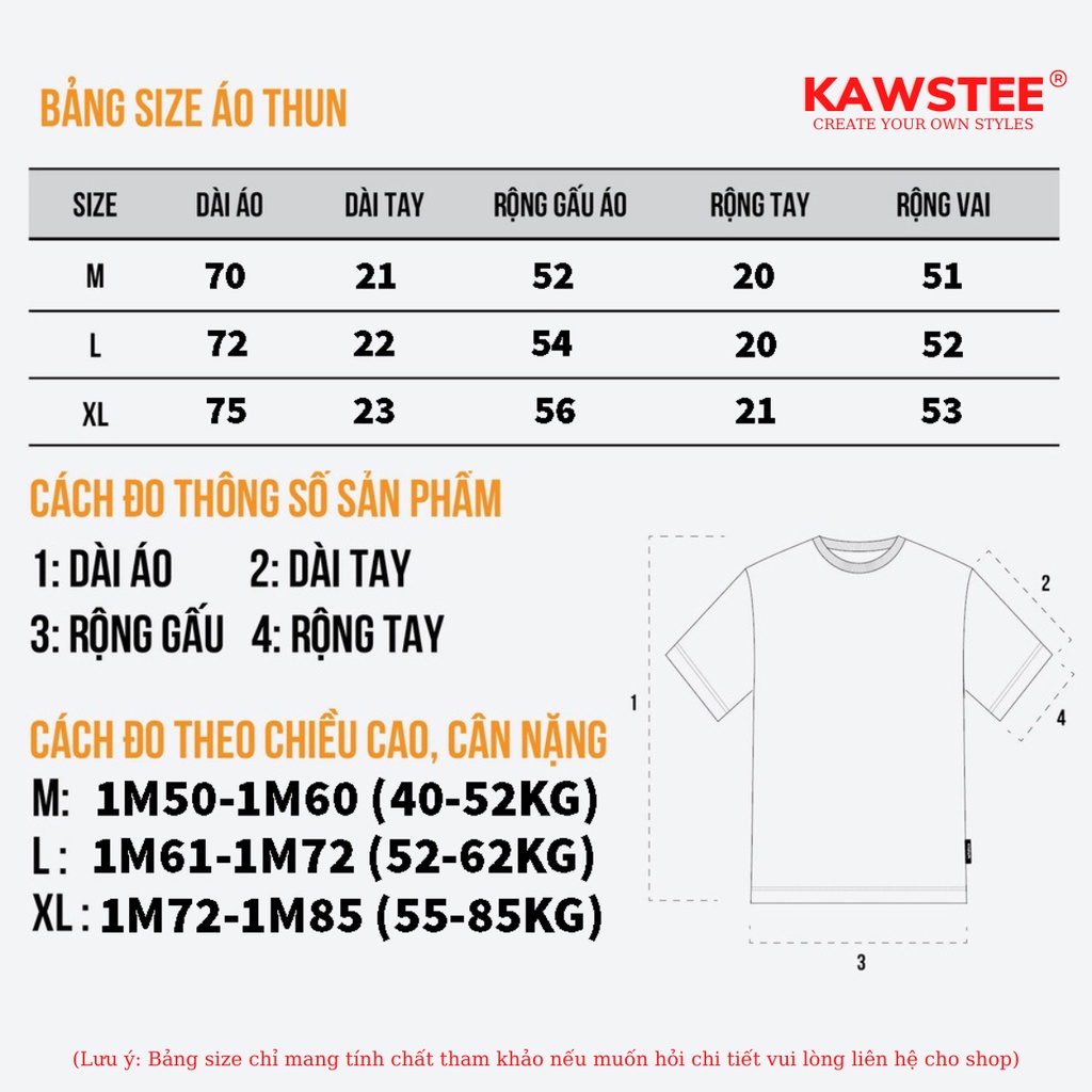 Áo thun KAWSTEE in chữ Việt Nam cách điệu form rộng phong cách unisex chất liệu cotton 100%