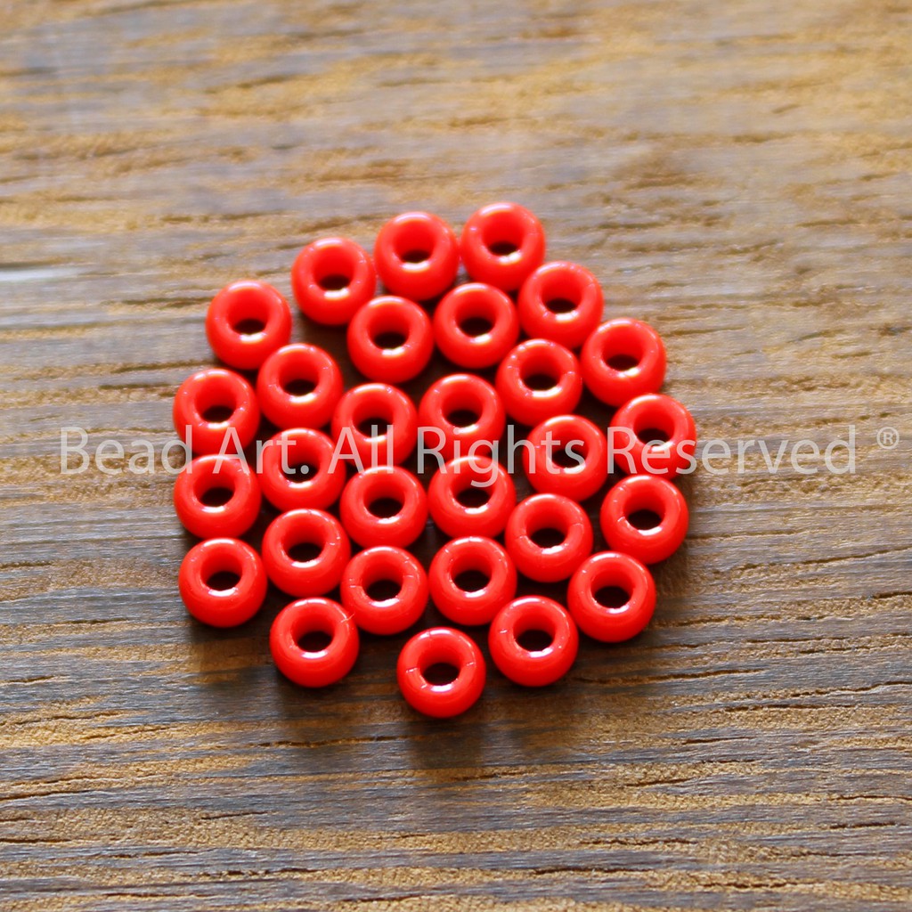 Set 30 Hạt Cườm Màu Đỏ (Đục) Cao Cấp Xuất Xứ Czech 3.5mm, Làm Trang Sức, Vòng Tay Phong Thuỷ, Chuỗi Hạt S50 - Bead Art