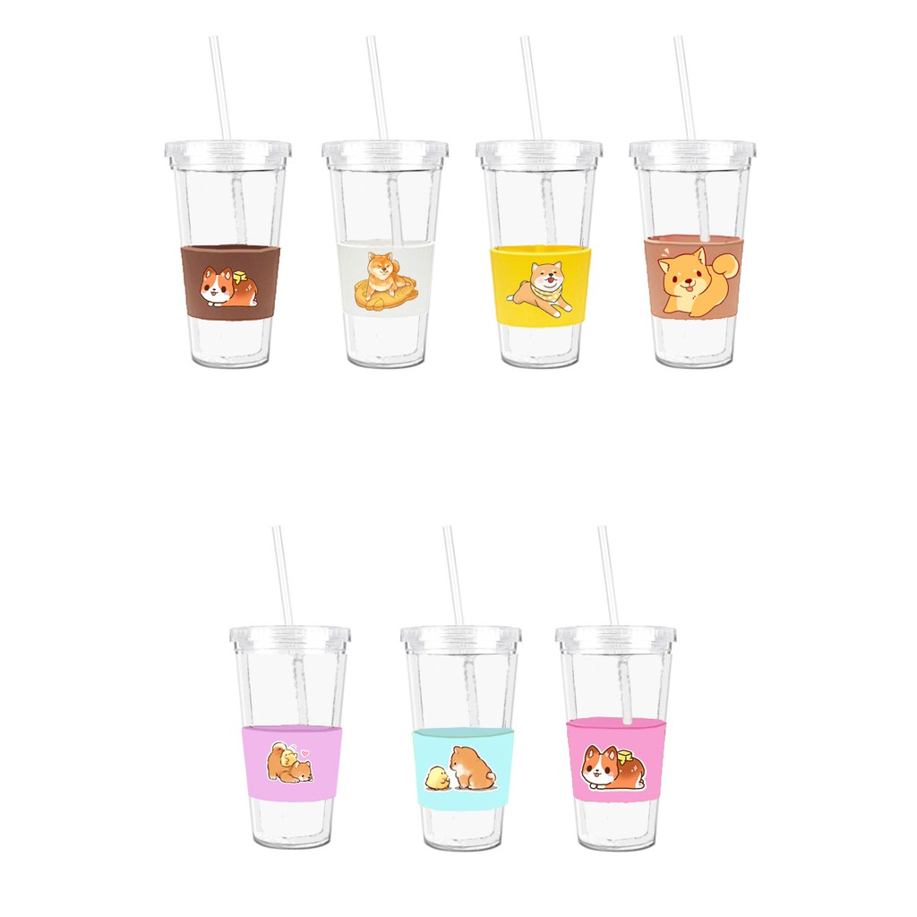 Cốc 2 lớp chó shiba C2DI13 cốc giữ nhiệt ly 2 lớp pu cốc làm lạnh dễ thương