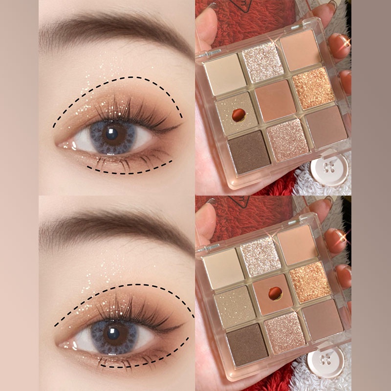 Bảng Phấn Mắt Trang Điểm 9 Màu Chống Nước Chống Mồ Hôi Hiệu LEMOOC