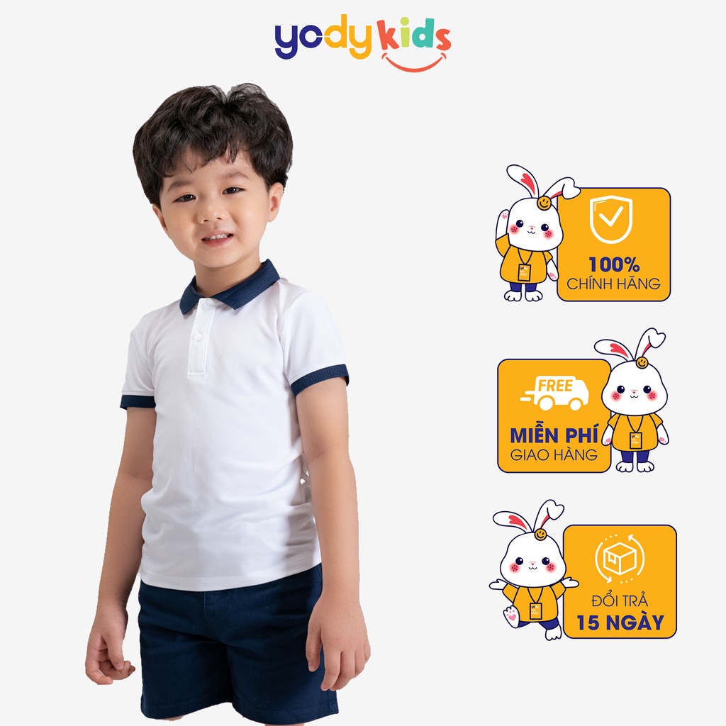 Áo Polo Yody phông trẻ em chất liệu Coolmax tay ngắn thoáng mát, thấm hút, mềm min phối bo KID4084