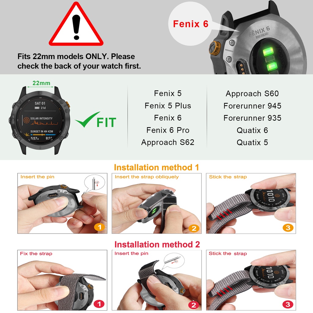 Dây Đeo Đồng Hồ Bằng Nylon 22 20mm Cho Garmin Fenix 7 7S 6 5 6S Pro 5S Plus/Forerunner 935/Enduro/Venu 2 2S