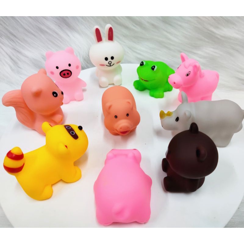 Combo 10 Con Động Vật Cao Su Mini Bóp Kêu Chíp Chíp