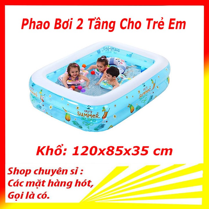 BỂ BƠI, PHAO BƠI TRẺ EM 1,2M CHỮ NHẬT 2 TẦNG