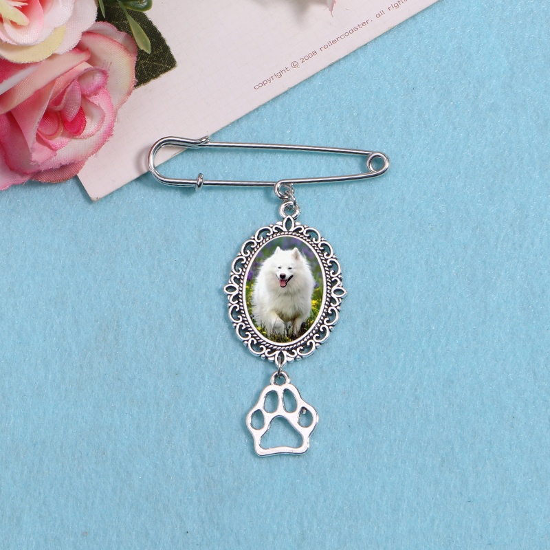 Ghim Cài Áo Hình Dấu Chân Cún / Bầu Dục Đính Đá Quý