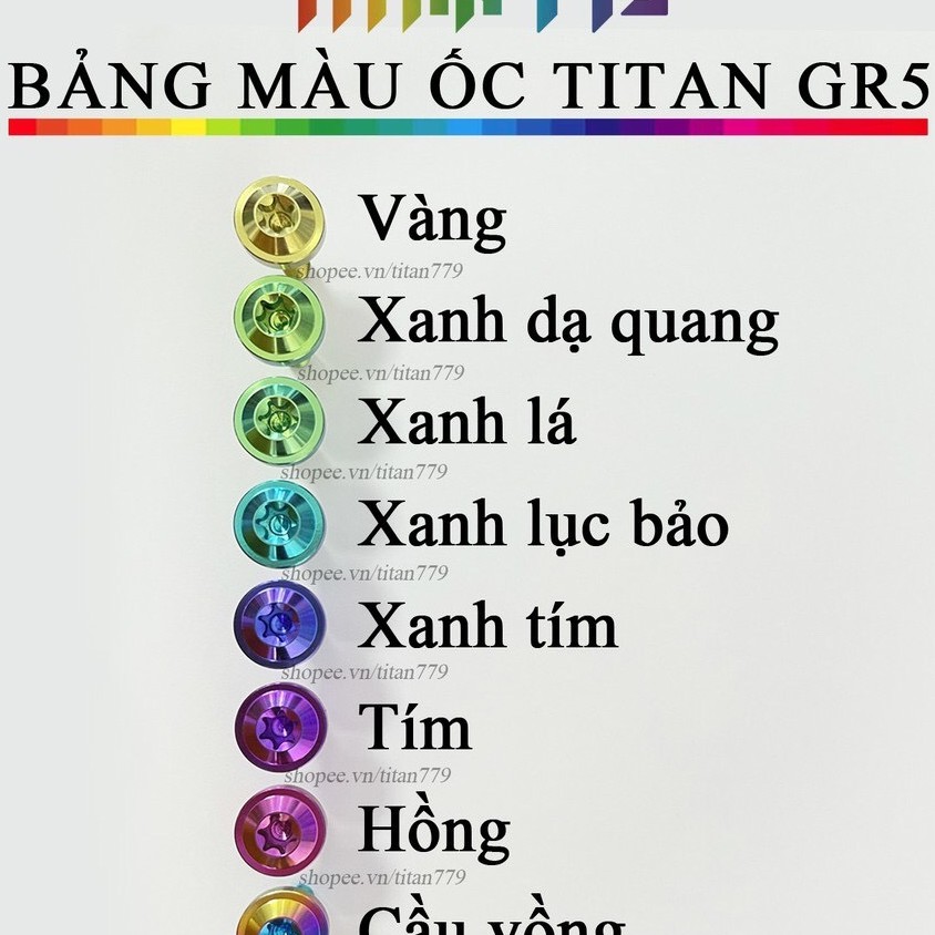 [Mã LIFE1603ALL giảm 10% đơn 0Đ] Ốc Titan Gr5 4li15 dù âm gắn nắp bình dầu tất cả các dòng xe gắn máy