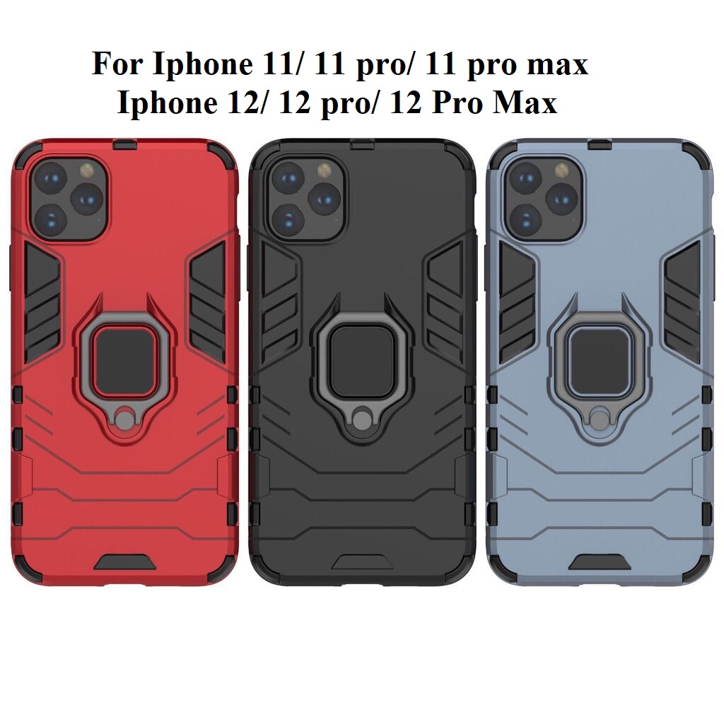 Ốp lưng Iphone 11/ 11 pro/ 11 pro max/ Iphone 12/ 12 pro/ 12 Pro Max chống sốc iron man gắn giá đỡ iring