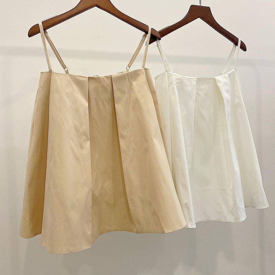 ÁO DÂY XẾP LI 2 MÀU TRẮNG NUDE VIN TOP | BigBuy360 - bigbuy360.vn