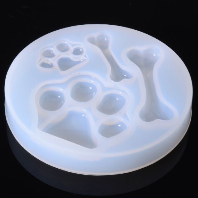 Khuôn silicone tạo hình chân cún và khúc xương cute.