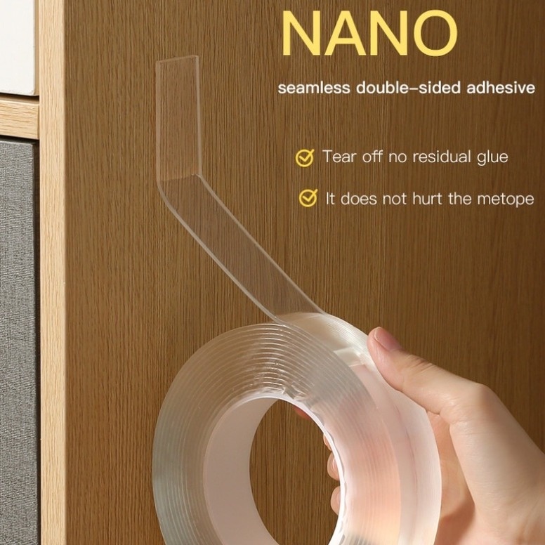 Băng Keo Hai Mặt Nano Trong Suốt Chống Nước Không Để Lại Dấu Đa Năng