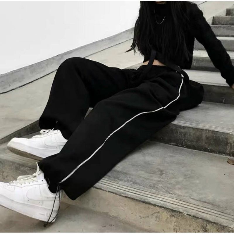 XPstore Quần ống suông dây rút viền line phản quang Nam Nữ (Ảnh thật)