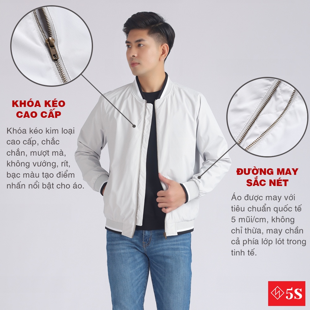 [MUA 2 GIẢM 30K] Áo Khoác Bomber Nam 5S (4 Màu), Chất Vải Poly Cao Cấp, Mềm, Bền Màu, Thiết Kế Trẻ Trung (AKB21022)