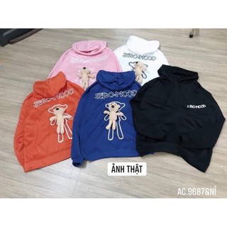 Áo nỉ mũ gấu sau lưng - C