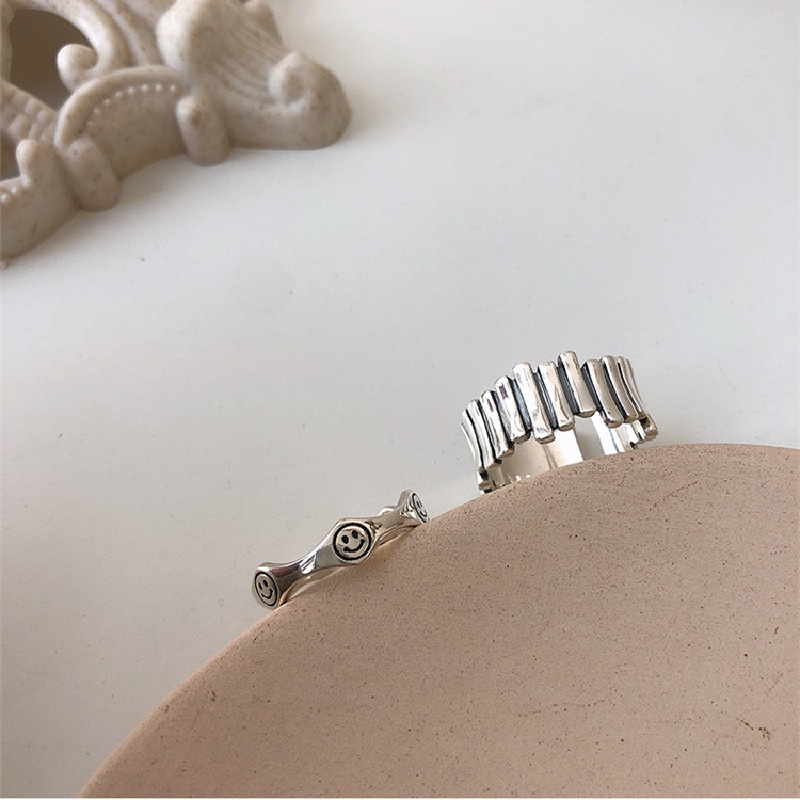 Nhẫn Bạc Kiểu Hình Học Đơn Giản Sáng Tạo Thời Trang Cho Nam Và Nữ