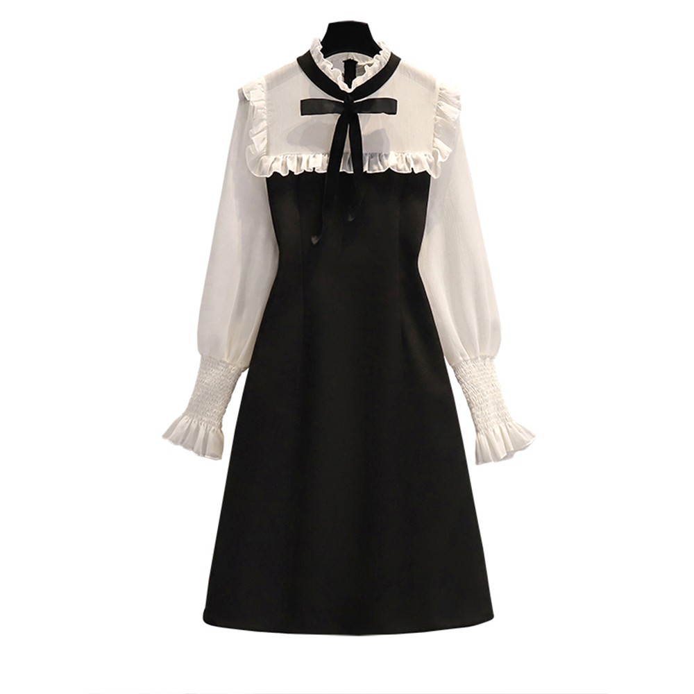 🌸Sẵn Size M,L,XL🌸 Váy Nhung Bigsize Cổ bèo Thắt Nơ Trẻ Trung Tiểu Thư 🌸Hàng Quảng Châu | BigBuy360 - bigbuy360.vn