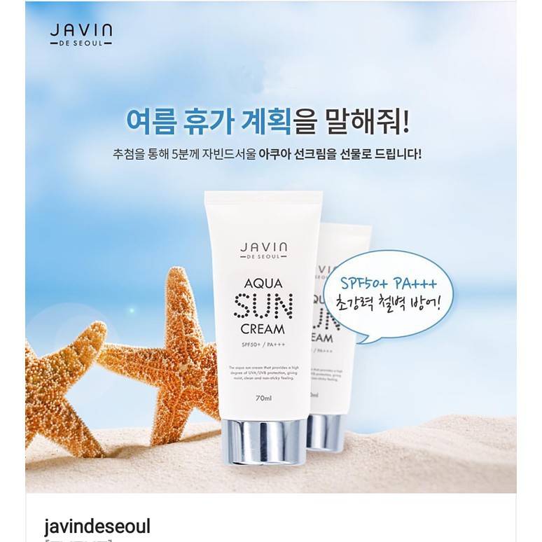 Kem chống nắng - Javin De Seoul Aqua Sun Cream SPF50+/PA+++ 70ml | BigBuy360 - bigbuy360.vn