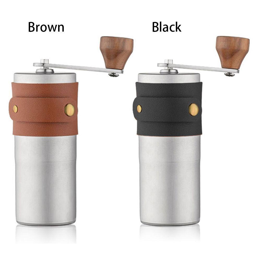 KENT portable hand-cranked coffee machine with wooden handle, stainless steel manual coffee grinder, two colors available