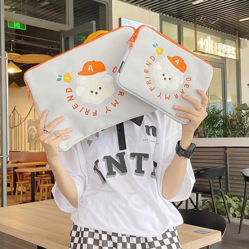 Túi Đựng laptop / Máy Tính Bảng Họa Tiết Gấu Hoạt Hình Kiểu Hàn Quốc Dễ Thương