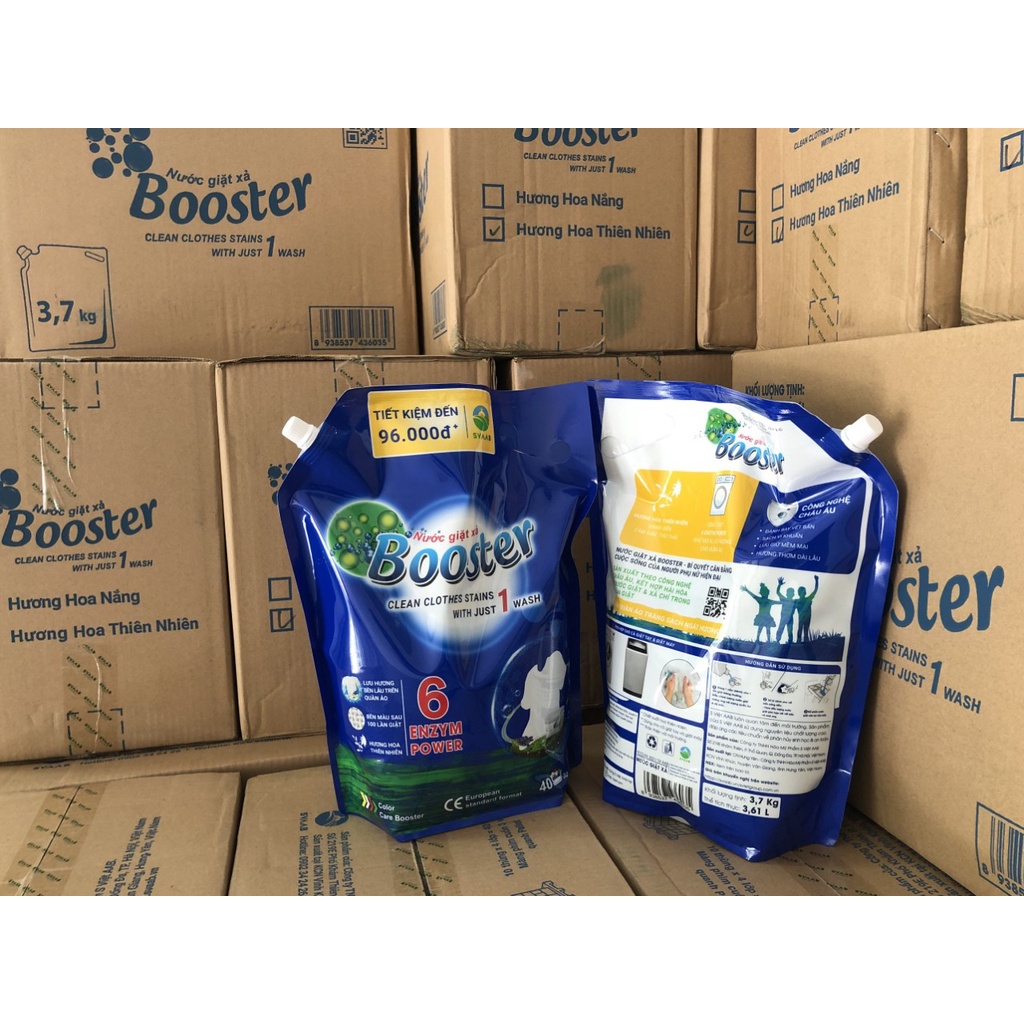 Túi Nước Giặt Xả Booster 3700Ml Siêu Lưu Hương